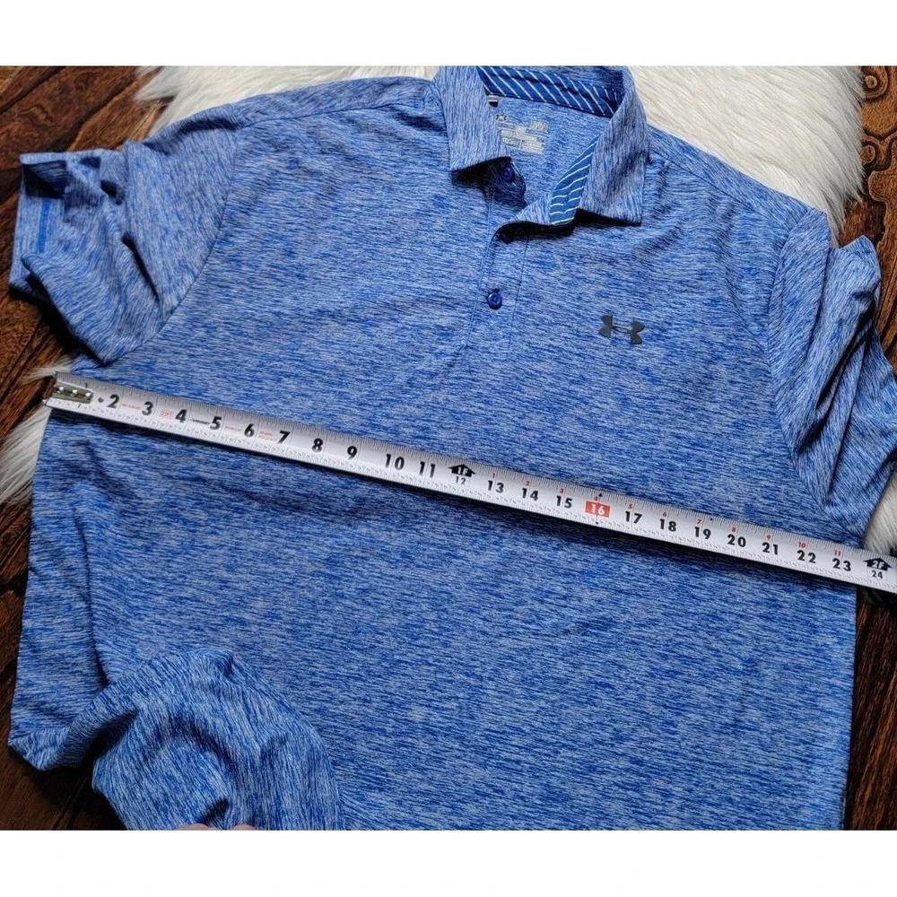 Under Armour Short Sleeve Polo Heatgear Loose Fit Men's size Large Heather Blue - Picture 5 of 8